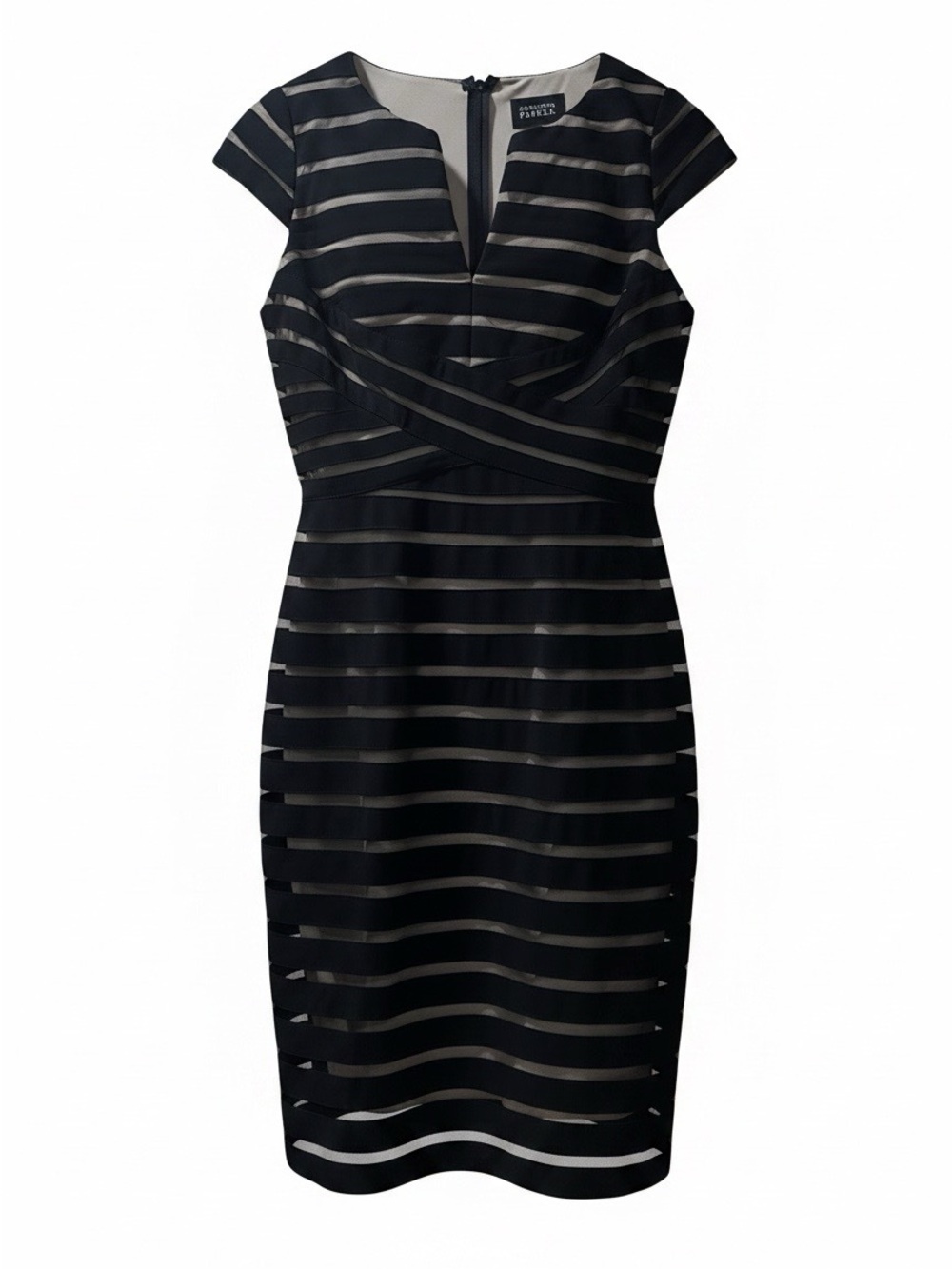 Adrianna Papell Black and Nude Striped Dress - Picture 2 of 2